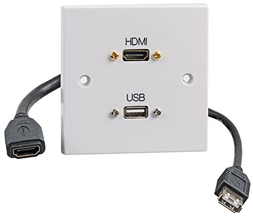 PRO SIGNAL PELR0101 1-Gang AV Wallplate with HDMI & USB-A Female Connectors with Fly Leads, White