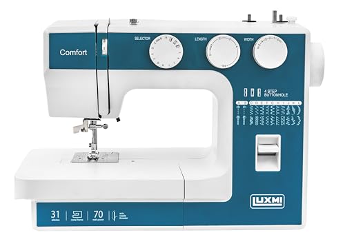 Image of Luxmi Comfort Automatic Zig-Zag Electric Sewing Machine || 23 Built-In-Stitches || 31 Stitch Function (2 colour options) with complementary Video Lessons (Blue)