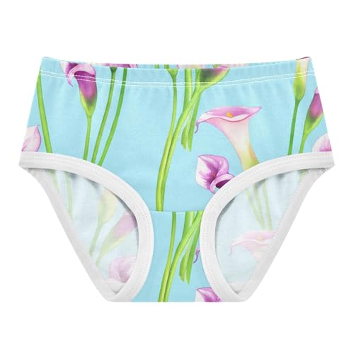 Cotton Toddler Underwear Floral Purple Floral Calla Lilies Green Blue Cute Panties Girl Print Briefs Undies Kids 2t