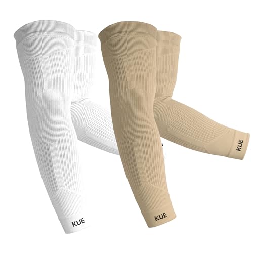 Image of KUE Compression Arm Sleeves for Men & Women | Sports Arm Sleeves for Running, Cricket & Cycling | UV Protection Cooling Sleeves | Arm Compression Sleeve for Joint Pain Relief
