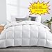 puredown PD-16039-F/Q Lightweight White Goose Down Comforter Duvet Insert 300 Thread Count 100% Cotton Fabric 600 Fill Power Down Conforter, Full/Queen