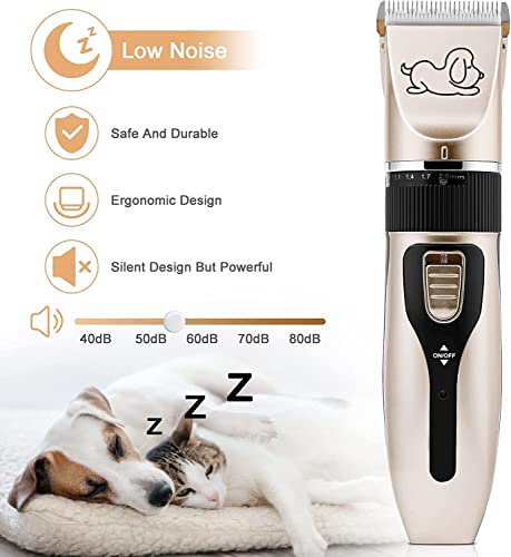Image of NEWKIBOU Electric Clipper for Dogs and Cats, 4-in-1 Pet Grooming Kit with 4 Combs (3-6-9-12mm), Low Noise, Cordless and Rechargeable, 120 Min Runtime, Titanium Ceramic Blade
