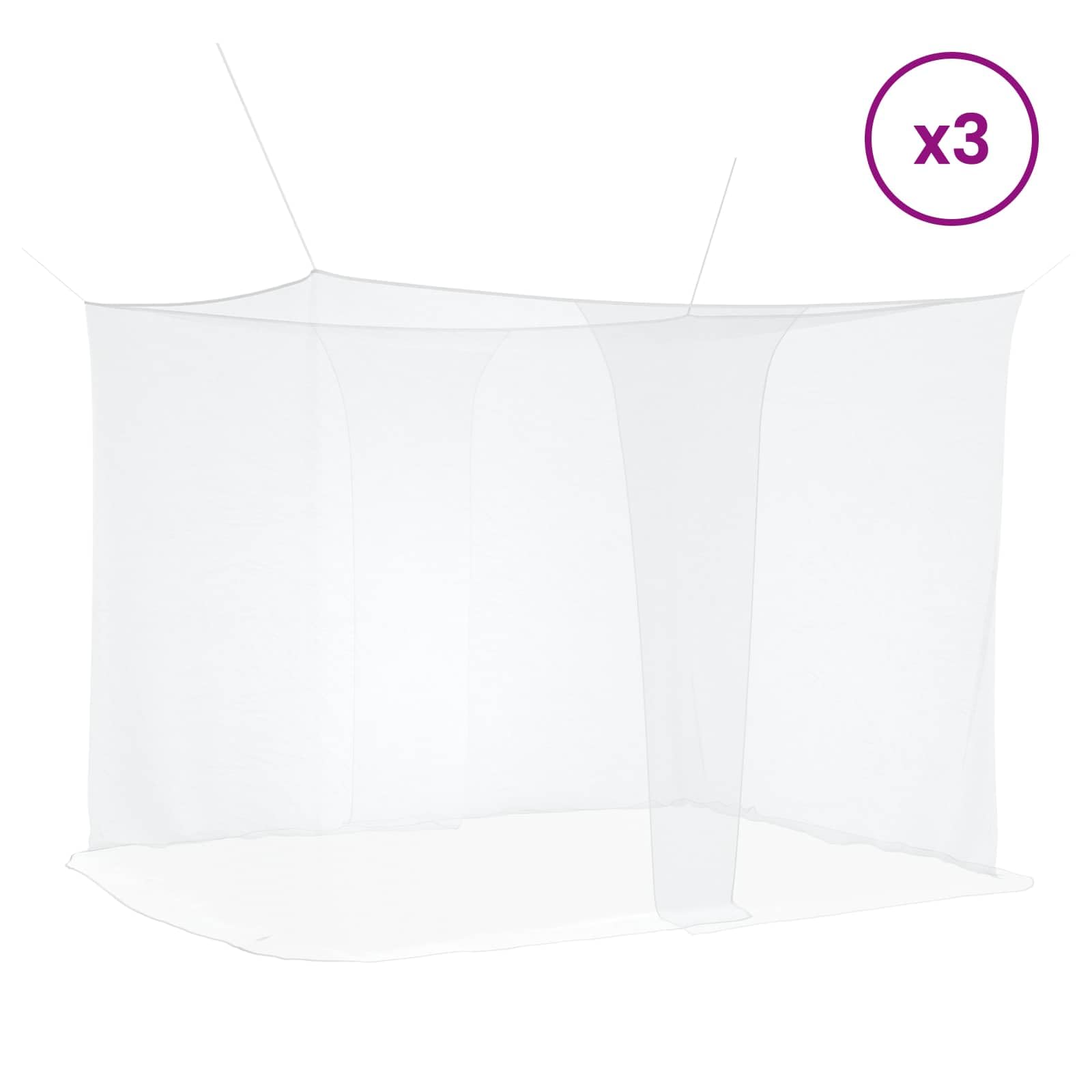 Moskito Netz für Bett aus Polyester, 156 Maschen, 3er Set Weiß, 220 x 180 x 180 cm, mit genähter Öffnung, für Schlafzimmer und Innenbereich, leichte Belüftung