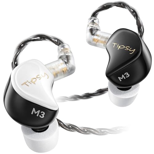 Image of Tipsy M3 Professional IEM for Musicians, 2BA + 1DD Drivers, 36dB PNC, IPX5, Acoustic-Runway Technology, Skin-Friendly Resin, Detachable 0.78mm 2-pin Cable (No Mic, Black&White)