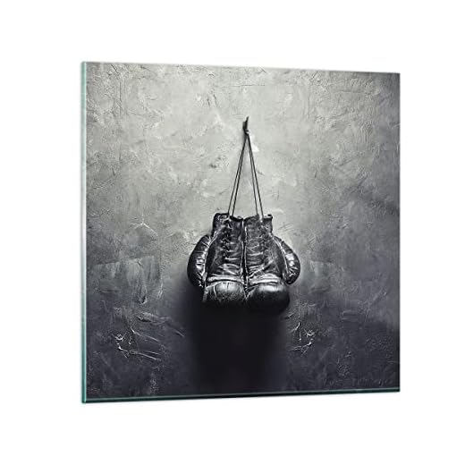 Bilder auf glas - Einteilig - Box Handschuhe Symbol - 30x30cm - Glasbilder - Wandbilder - Bilder - zum Aufhängen bereit - Wanddekoration aus Glas - Glas Bilder - Wandbild auf Glas - GAC30x30-4169