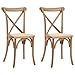 vidaXL 2X Bois de Chêne Solide Chaises à Dossier Croisé Chaises de Salle à Manger Sièges à Dîner Chaises de Repas Meubles de Cuisine