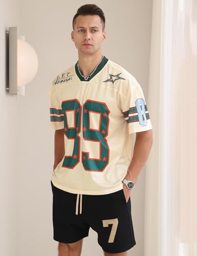 Yimoon Mens Jersey Shirts Oversized Number Graphic Tees Short Sleeve Mesh Tshirts Vintage 90s Y2k Streetwear Tops2