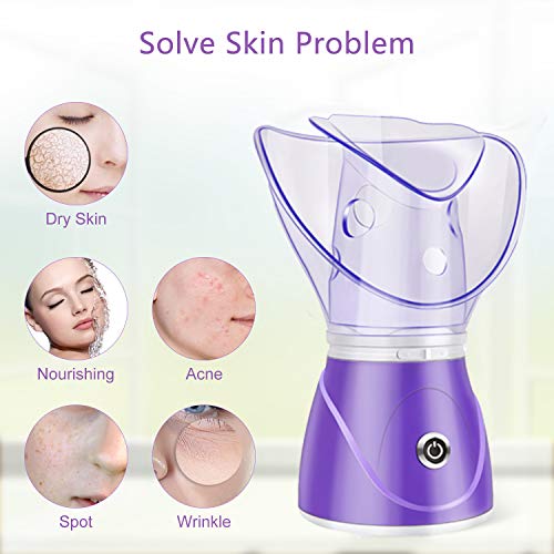 Facial Steamer, Facial Steamer for Face, Face Steamer for Facial Deep Cleaning, Hydration, Pores Cleansing, Pruple(Include 4 Pieces Blackhead Remover Kit, Headband) - Thumbnail 4