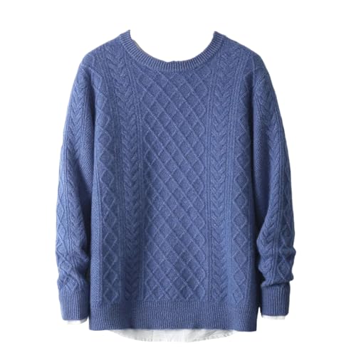 Suéter de invierno de manga larga para hombre, ajustado, cuello redondo, suéter de punto grueso con textura, 5, S