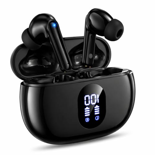 ZZU Wireless Earbuds Bass Stereo Headphones Bluetooth 5.3 Ear Buds, 48H Playtime, LED Display in Ear...