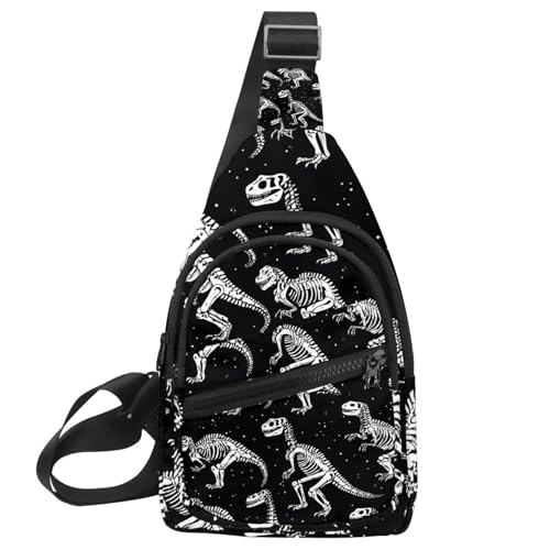 Dinosaures squelettes sur sac à dos à bandoulière ciel unique