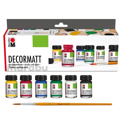 Marabu 1401000000087 - Decormatt Acryl Starterset, samtmatte Acrylfarbe auf...