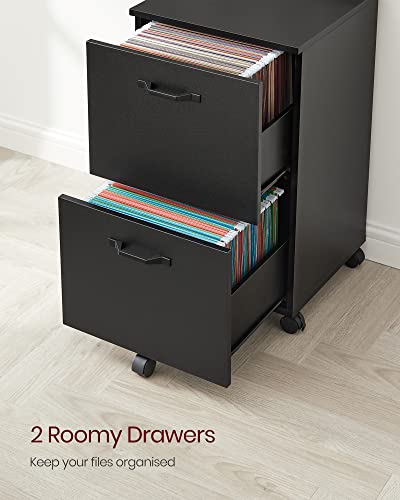 Image of VASAGLE CUSTOS Collection - 2-Drawer File Cabinet, Small Rolling Filing Cabinet for Home Office, Printer Stand, for A4, Letter-Size Documents, 15.7 x 16.5 x 27.6 Inches, Matte Black UOFC040B16V2S