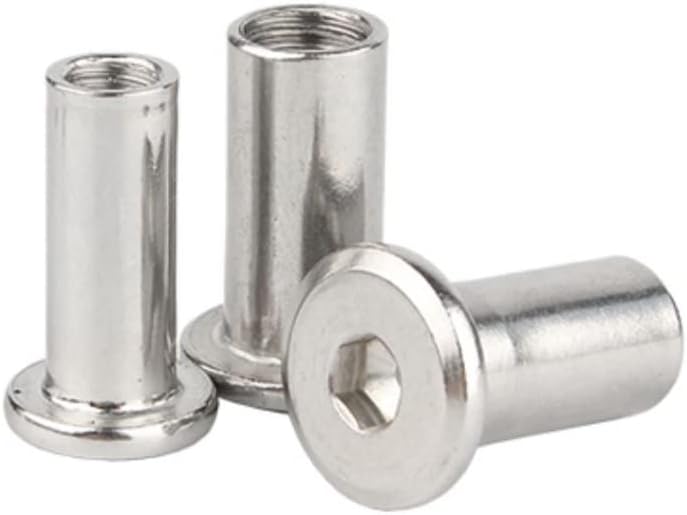 5 Pcs M5 x 20mm Hex Socket Screw Rivet Insert Nut 304 Stainless Steel Flat Head Barrel Nuts Internal Thread Cylindrical Nut Rivnut Locking Screws or Bolts