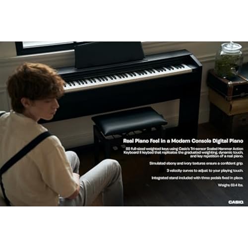 Image of Casio Privia PX-770 - 88-Key Weighted Console Digital Piano | Tri-Sensor II Scaled Hammer Action Keys | AiR Sound Source, 19 Tones, Concert Play, 16W Stereo Speakers, USB-MIDI | Elegant Black Cabinet | 88 Fully Weighted Tri-Sensor Ii Scaled Hammer-Action Keys with Simulated Ebony and Ivory, 19 Built-in Tones and Concert Play