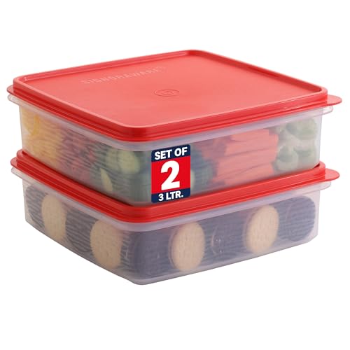 Plastic Storage Containers with Lids – 2-Pack 3L Cupcake Car...
