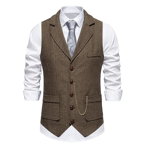 Gilet de costume slim pour homme en tricot vintage élégant