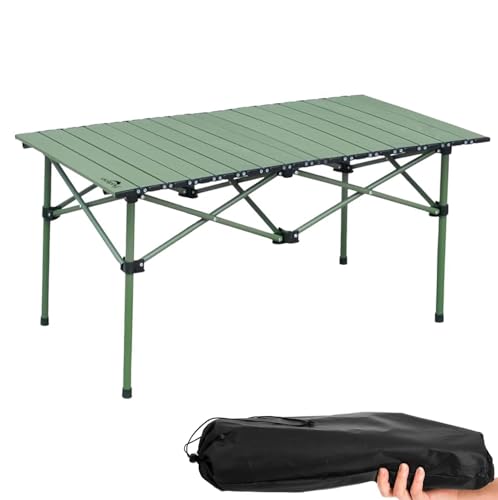 Image of DOLPHY Compact Aluminium Folding Camping Table | Multipurpose Roll-up Tabletop | Rectangle Table for Camping, Fishing, Hiking, Travel, Picnic, Beach