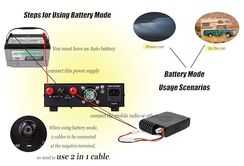 Image of HESENATE Compact Bench Ham Radio Power Supply 30Amp AC-to-DC 13.8 Volts Fixed Output SPS-1335 Charging The Battery of Connected Device
