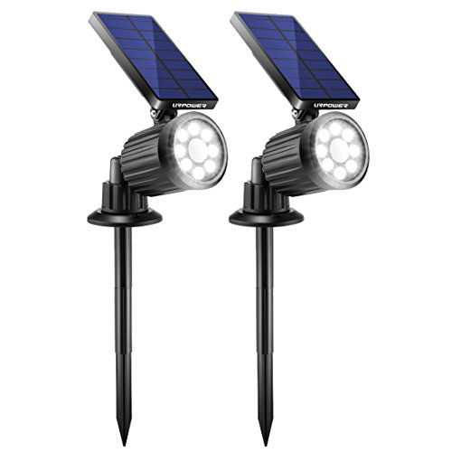 URPOWER Solar Lights Outdoor, 4th Generation Solar Spotlight 2-in-1 Waterproof Motion Sensor Energy-saving Solar Light Solar Landscape lights Outdoor Security Wall Light for Garden, 2Pack (Cool White)