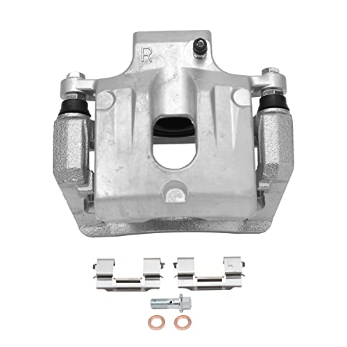 Image of Detroit Axle - Rear Drilled Brake Rotors + Right Brake Caliper Replacement | for Traverse Acadia Buick Enclave Saturn Outlook - 3pc Set