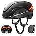 Favoto Inteligente Casco Bicicleta Adulto - Casco Inteligente para Bicicleta con 5 Modos De Luz Trasera Y Control Remoto Tecnología EPS In-Mould Color Negro Talla L (59-61 cm)