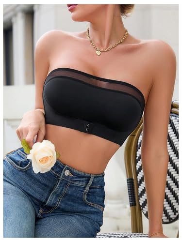 GORGLITTER Women's Strapless Bra Push Up Front Closure No Padding Wireless One Piece Backless Bandeau Bra4