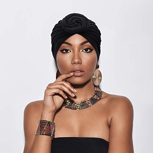 SATINIOR 4 Pieces African Headwrap Turban for Black Women Hair Bonnet Hair Wrap Head Scarf Headwrap Hat