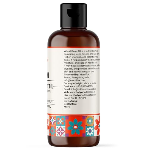 Image of Hollywood Secrets Organic Pure Wheat Germ (Wheatgerm) Oil Skin Hair Face 100 ml