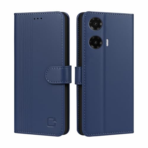 Image of AIBEX Shock Proof Flip Compatible for Motorola G35 5G Flip Cover Leather Finish | Inside TPU with Card Pockets | Wallet Stand | Complete Protection Flip Case Blue
