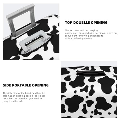 Black White Milk Cow Spots Print Luggage Cover, Protective Washable Suitcase Cover - Travel High Elastic Fibers Suitcase Protector Fits Large 5