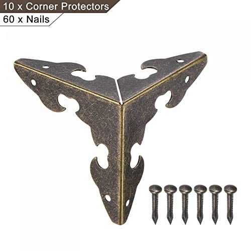 Image of uxcell 30x30x30mm Metal Box Corner Protectors Edge Guard Bronze Tone 10pcs