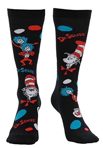 elope Dr. Seuss Cat in the Hat Pattern High Socks for Adults