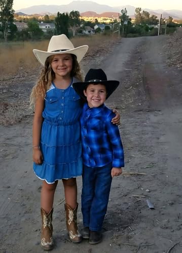 Jastore Kids Western Hats Boys Girls Cowboy Cowgirl Hat Felt Fedora Hat with Belt Buckle4