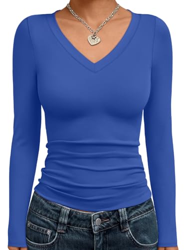 Image of Trendy Queen Womens Long Sleeve Shirts 2026 Fall Fashion Basics Crop Tops
