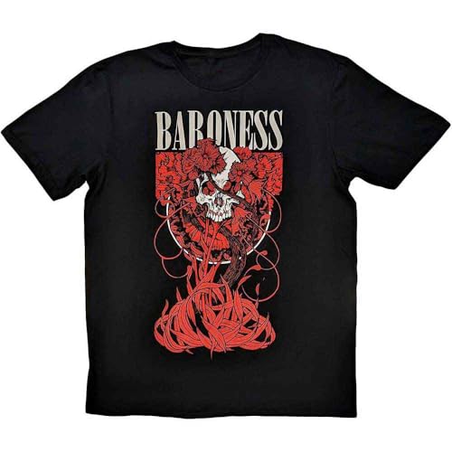 T-shirt Baroness Fleur Skull Rock Off en taille S noir pour fans de metal