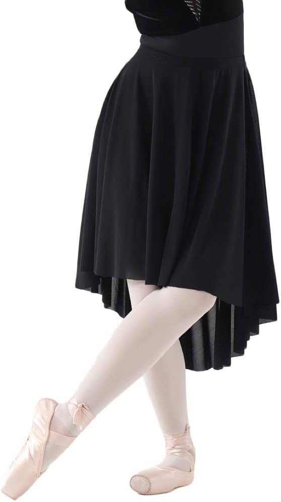 バレエ スカート プルオン チュール 透け アシメ 膝丈 ミディアム ウエストゴム 巻きスカート 二種類 無地 レッスン着 練習着