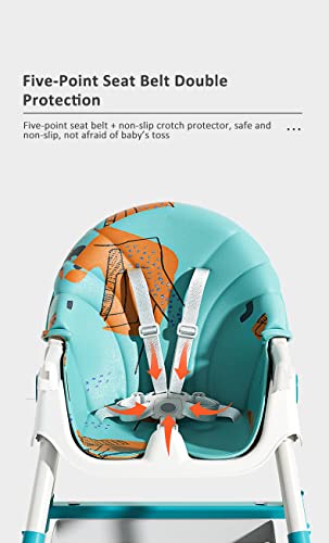 StarAndDaisy-Folding-Baby-High-Chair-Recline-Highchair-Height-Adjustable-Feeding-Seat-Wheels-Upgraded-Version-with-Wheel-and-PU-Cushion-pad-Deep-Sea-Blue