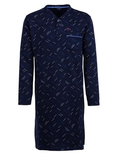Henry Terre Camicia da notte termica da uomo, a maniche lunghe, design con bottoni, taglia M-3XL, blu navy, 3XL