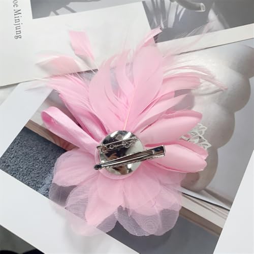 Image of Extra Large Flower Brooches for Women Lapel Pins Dainty Fabric Brooches Big Camellia Lady Flower Fascinator Hatpin Hair Clip for Wedding Prom Party Dance Banquet Ceremony Clothes Accessories Jewelry