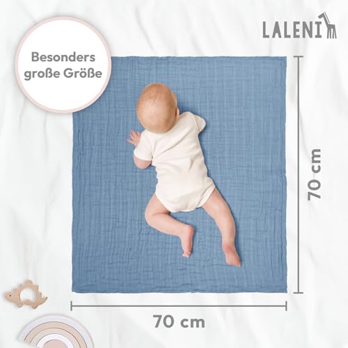 Laleni Spucktücher Baby im 5er Set aus Reiner Baumwolle - schadstofffreie Mulltücher weich 70x70 saugstarke Mussellintücher Baby - Musselin… – Ansicht 5