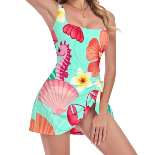 Maillot de bain une pièce taille haute gainant imprimé homard