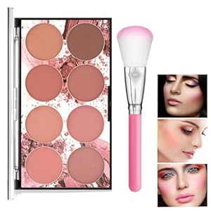 Makeup 8 Color Blush Palette, Contour and Highlight Matte Blush Powder Bright Shimmer Cosmetics Blusher Light Face Blush Palette with Blush Brush