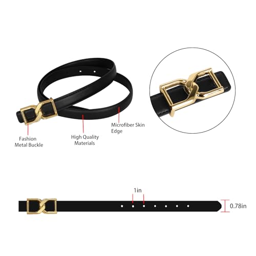 Image of Aurolran Women's Leather Belt with Buckle - Ideal for Dresses, Jeans, and Coats