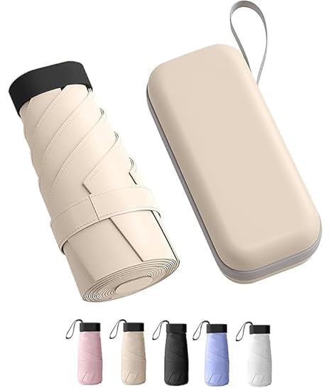 Travel Mini Folding Compact Umbrella with Case, Manual Open 6 Ribs Lightweight Portable, Small Sun & Rain Pocket Umbrella for Girls and Women- Use in Rain & Summer-image-49