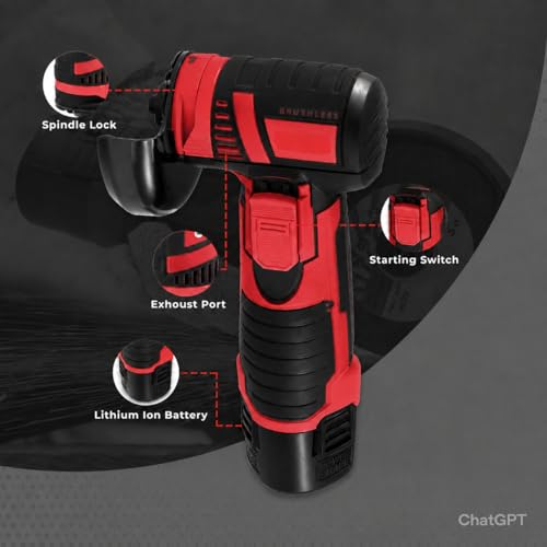 Image of Mini Angle Grinder Machine with 48V-2 Rechargeable Battery |19500 RPM With Abrasive Wheels for Cutting, Grinding & Polishing Metal, Marble & Stone Cutting with Spindle Lock and Toggle Switch.