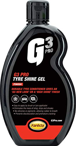 G3 Pro Tyre Shine Gel 500ml (7213) – Long-Lasting Black Finish with No Sling or Streaks – Water Resistant, Silicone-Free, Apply for New Tyre Look or Buildable Wet Look Gloss