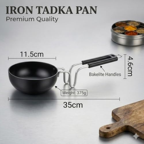 Image of Thalippu Karandi for Induction Stove Tadka Pan with Induction Base Flat Heavy Base Steel Handle