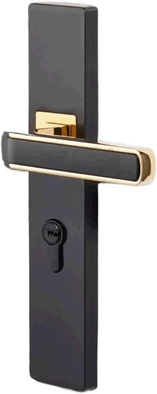 Simple Bedroom Room Interior Door Lock Black Household zinc Alloy Handle Mechanical Lock Magnetic Silent Wooden Door Lock(A 216 Black Gold Door Lock)