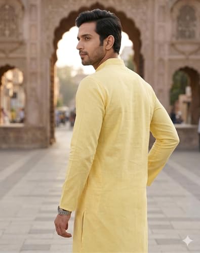 Image of Multi Colored Cotton Plain Men's Ethnic Kurta Only